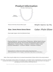 Détail macro de perles de cristal blanc naturel avec fermoir en argent sterling S925