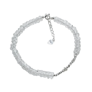 Eleganter S925 Sterlingsilber Perlenarmband mit facettierten Kristallen und Herzanhänger