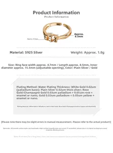Detailed S925 sterling silver ring dimensions with adjustable band and gold plating