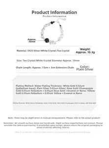 Detailed specifications of S925 silver bracelet with white and smoky quartz beads
