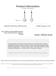 Detailed specifications of S925 sterling silver drop earrings with white crystal