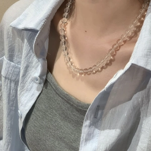 Collier élégant en argent sterling S925 avec perles en cristal blanc pour femme