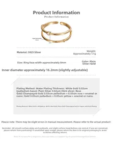 Detailed size chart of S925 sterling silver double-layered zircon ring showing 8mm width