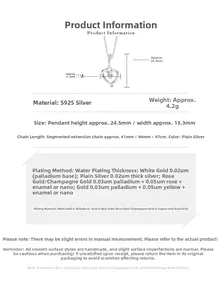 Details zur S925 Silber Herzkette mit Maßen 24,5x13,3mm und verstellbarer Länge der Kette