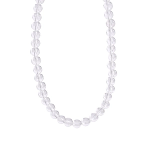 Collier minimaliste en argent S925 avec perles de cristal clair sur fond blanc