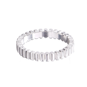 Minimalist S925 sterling silver ring with vertical texture design on a white background