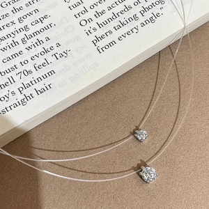 S925 Sterlingsilber Unsichtbare Angelschnur Anhänger Halskette Für Damen Minimalistische Zirkonia Solitär Choker Schmuck Geschenk