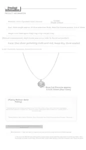 Detailed size specifications for S925 sterling silver necklace with rose-cut zircon stone