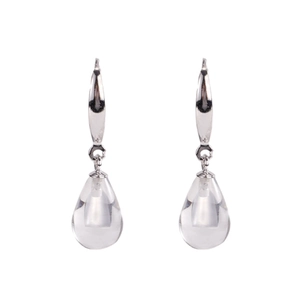 Elegant S925 sterling silver drop earrings with clear teardrop crystal pendants