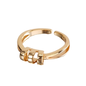 Minimalist S925 sterling silver open ring with three vertical bars geometric design