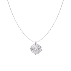 Minimalist S925 sterling silver necklace with faceted teardrop crystal on invisible line