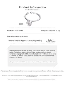 Detailed spec sheet of S925 silver square ring showing 6.6mm width and 17mm inner diameter