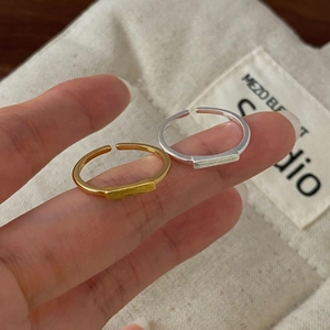 S925 Sterling Silver Minimalist Geometric Open Ring For Women Adjustable Square Bar Finger Ring Fashion Korean Style Jewelry