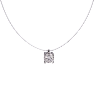 Minimalistische S925 Silberkette mit funkelndem Zirkonia-Anhänger an unsichtbarer Schnur