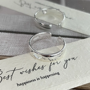 Bague ouverte minimaliste en argent sterling S925 avec cœur évidé et fini poli
