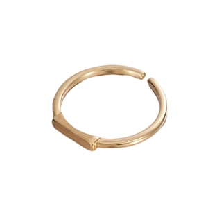Minimalist gold S925 sterling silver open ring with frosted geometric rectangle bar