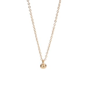Minimalist S925 sterling silver gold beaded necklace with a polished ball pendant on white