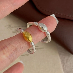 Minimalist S925 sterling silver chunky rings in silver and two-tone gold finish