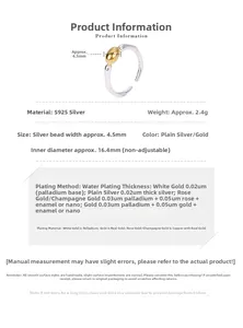 Detail showing S925 sterling silver ring dimensions and bean charm width 4.5mm