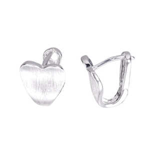 Minimalist S925 sterling silver heart-shaped hoop earrings with a brushed matte finish