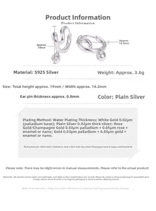 Detailed size specifications for twisted S925 sterling silver hoop earrings with dimensions