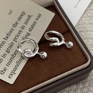 925 Sterling Silver Hoop Earrings For Women Minimalist Twisted Design Rhinestone Dangle Earrings Korean Style Fashion Jewelry Gift
