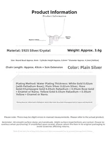 Paramètres de taille détaillés pour collier pendentif boule en argent 925 avec cristal
