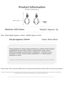 Detailed size specifications for S925 sterling silver hollow oval hoop earrings