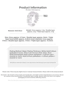 Detailed spec sheet for S925 sterling silver multi-layer rings with size and weight info