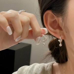 S925 sterling silver liquid metal teardrop earrings and ring set in minimalist style