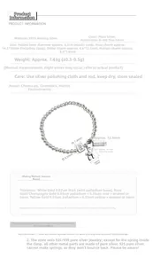 Detailed size specifications for S925 sterling silver beaded bracelet with charm pendants