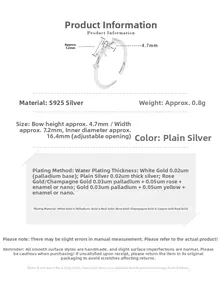 Paramètres de taille détaillés de la bague nœud en argent 925 avec ouverture réglable