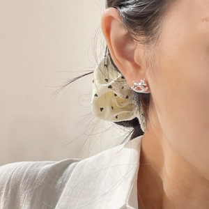 Elegant S925 sterling silver rocking horse stud earrings with sparkling cubic zirconia