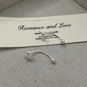 Elegant S925 sterling silver bow knot curved earrings with minimalist aesthetic style