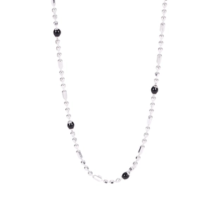 Minimalist S925 sterling silver ball necklace with black enamel beads on a silver chain