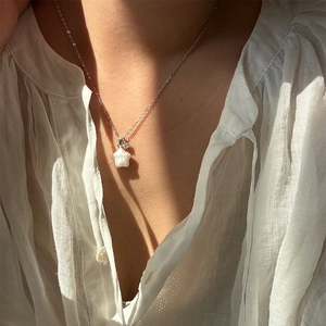 Élégant Collier Pendentif Étoile Künstliche Perle en Argent Sterling 925 Avec Zircone Design de Niche Chaîne de Clavicule Pour Femmes