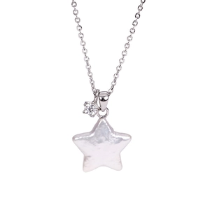 Collier en argent S925 avec pendentif perle baroque en forme d'étoile et zircon
