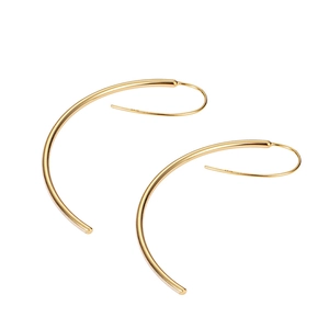 Elegant 925 sterling silver gold-plated large C-shaped minimalist hoop earrings for women