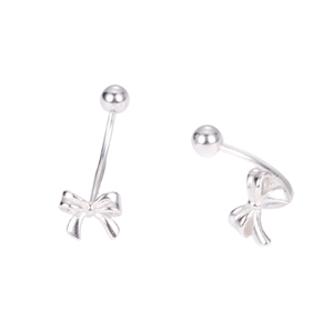 Elegant S925 sterling silver bow knot stud earrings with polished silver finish