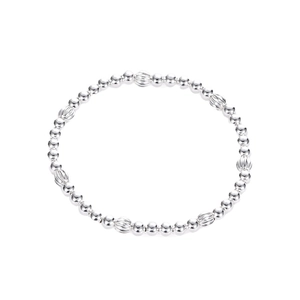 Minimalist S925 sterling silver beaded bracelet with sleek round and striped olive beads