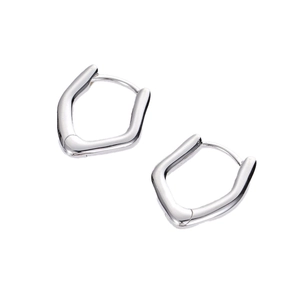 Minimalist S925 sterling silver geometric irregular hoop earrings with polished finish