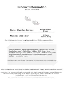 S925 sterling silver fan-shaped earring specifications with 5.58g weight and 15.8mm size