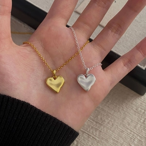 S925 sterling silver heart necklaces in gold and silver with matte textured finish