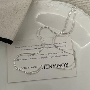 Detail of S925 sterling silver double-layer snake chain with lobster clasp and stamp