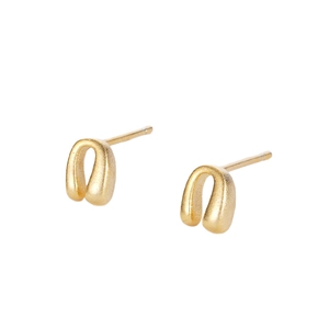 Minimalist S925 sterling silver U-shaped stud earrings with matte gold frosted finish