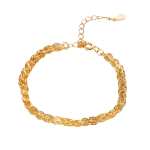 Elegant 18K gold S925 sterling silver woven phoenix tail bracelet with adjustable chain
