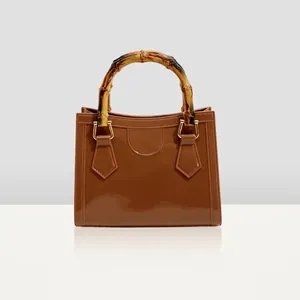 Vintage Bamboo Handle Jelly Bag PVC Crossbody Bag For Women Elegant Small Square Handbag Gold Hardware Fashion Satchel