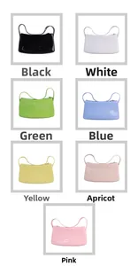 Detailed grid view of minimalist PVC jelly handbags in seven assorted vibrant summer colors