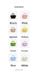Rasteranzeige mit acht leuchtenden Farben der gewebten PVC-Jelly-Mini-Tragetaschen