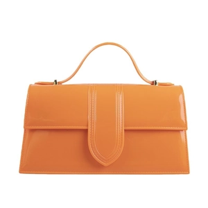 Sac à main orange en PVC effet gelée avec finition brillante et anses surpiquées